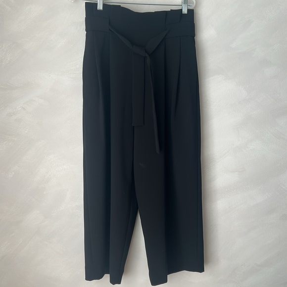 COS high waist paper bag cropped pant culotte with tie belt sz 8 medium - Picture 3 of 9